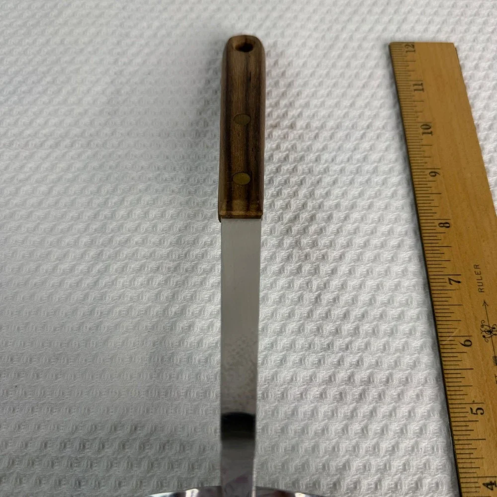 VTG Robinson Stainless USA Spatula Wood Handle Wide Curved Slotted Turner